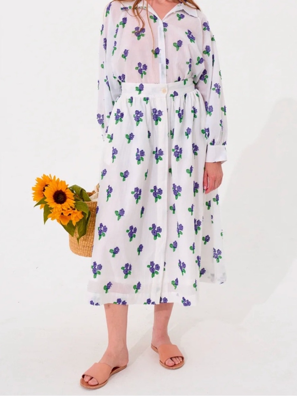 NWT MII COLLECTION Mona Purple Floral Flower Skirt Medium